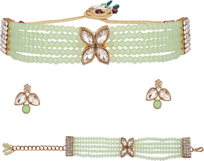 CATALYST Crystal Gold-plated Green Jewellery Set(Pack of 1)