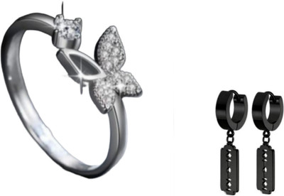 mattrachaya Alloy, Stainless Steel Titanium, Sterling Silver Silver, Black Jewellery Set(Pack of 2)