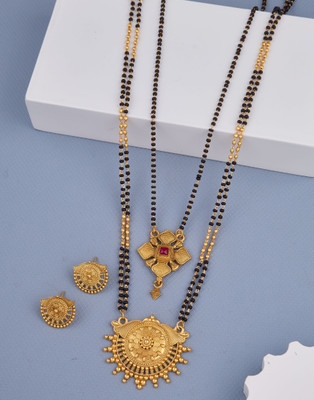 house of common Alloy Gold-plated Gold, Black Jewellery Set(Pack of 2)