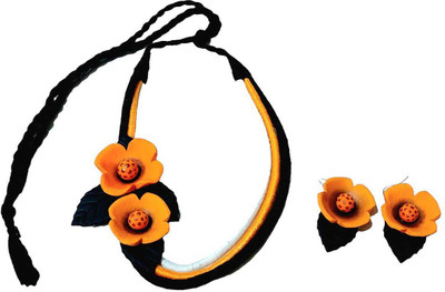 fashweave Clay Orange Jewellery Set(Pack of 1)