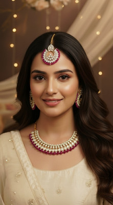 ICG Alloy Platinum Ruby Red Jewellery Set(Pack of 1)