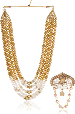 jiyanshi fashion Plastic Gold-plated Gold, White Jewellery Set(Pack of 2)