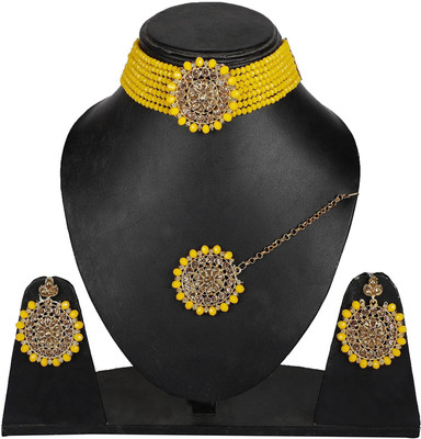 AMHRIK IMITATION Crystal Gold-plated Yellow Jewellery Set(Pack of 1)
