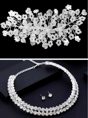Jwala Plastic Silver White Jewellery Set(Pack of 2)