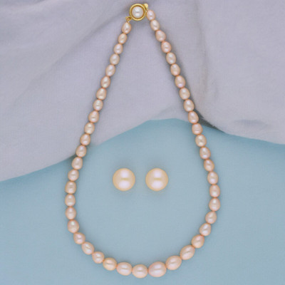 Sri Jagdamba Pearls Alloy Gold-plated Pink Jewellery Set(Pack of 1)