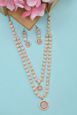 Meira Jewellery Alloy Gold-plated Silver, White Jewellery Set(Pack of 2)