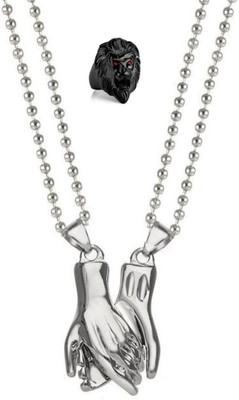 MAATRCHAAYA Stainless Steel Titanium, Sterling Silver Silver, Black Jewellery Set(Pack of 2)