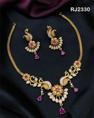 Dharmkul Brass, Copper Gold-plated Multicolor Jewellery Set(Pack of 1)