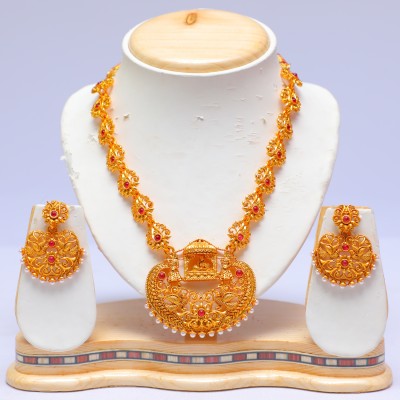 Swarajshop Alloy Gold-plated Maroon Jewellery Set(Pack of 1)