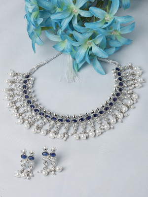 ZENEME Alloy Silver Silver, Blue Jewellery Set(Pack of 3)