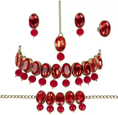 house of common Brass Brass Red Jewellery Set(Pack of 1)