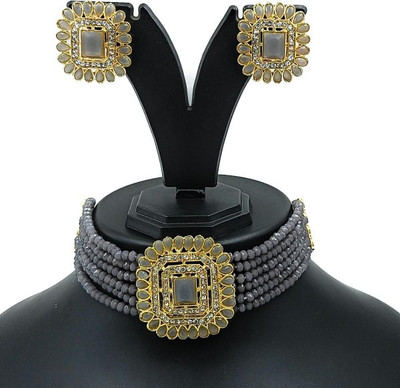 Padmavati Bangles Alloy Gold-plated Grey Jewellery Set(Pack of 1)