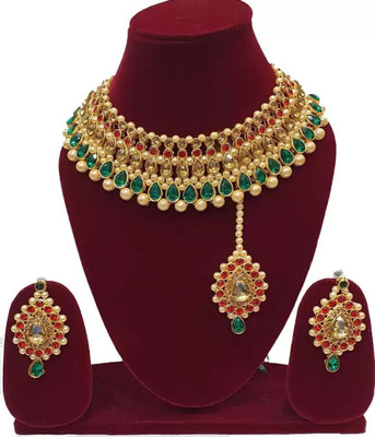 Anamya Collections Alloy Red, Green Jewellery Set(Pack of 1)