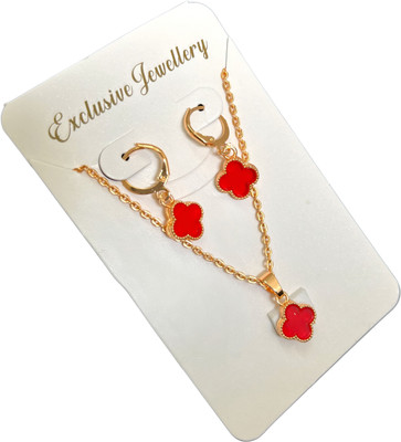Ratnalok Alloy Gold-plated Red, Gold Jewellery Set(Pack of 1)