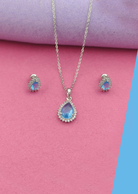 Pihoo Enterprise Alloy Silver Blue Jewellery Set(Pack of 1)