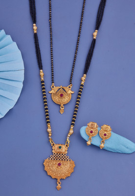 house of common Brass Gold-plated Gold, Black Jewellery Set(Pack of 2)