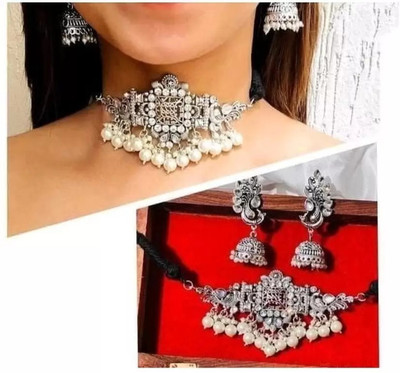 Ijara Metal, Stone, Sterling Silver, Alloy Black Silver Silver, Black Jewellery Set(Pack of 3)