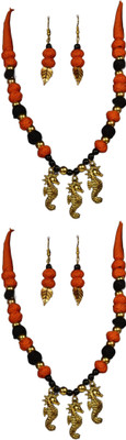HOUSE OFF COMMON Oxidised Silver Orange, Orange Jewellery Set(Pack of 2)