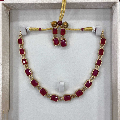 Joyful Brass Maroon Jewellery Set(Pack of 1)