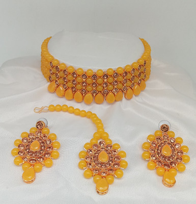 AMHRIK IMITATION Alloy Gold-plated Yellow Jewellery Set(Pack of 1)
