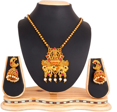 AADITA Brass Gold-plated Gold, Pink, White Jewellery Set(Pack of 1)
