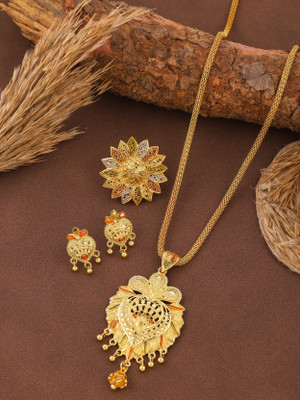 Makezak Brass Gold-plated Multicolor Jewellery Set(Pack of 1)