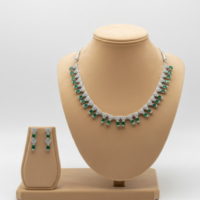 Amoha Lifestyle Brass, Alloy Silver Green, Purple Jewellery Set(Pack of 3)