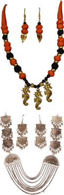 HOUSE OFF COMMON Oxidised Silver Orange, Multicolor Jewellery Set(Pack of 2)