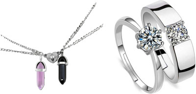 ruby collection Alloy Pink, Black, Silver, White, Platinum Jewellery Set(Pack of 2)