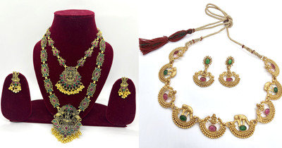 RIJADA JEWELLERY STUDIO Alloy Gold-plated Multicolor Jewellery Set(Pack of 2)