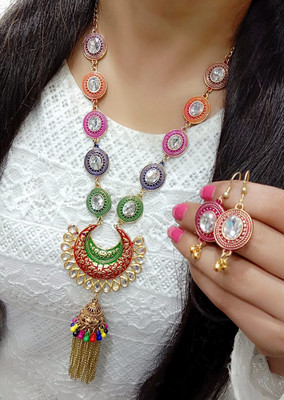 Bhagya Lakshmi Alloy Silver Multicolor Jewellery Set(Pack of 1)