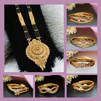 Hetshree Brass Gold-plated Gold, Multicolor Jewellery Set(Pack of 7)