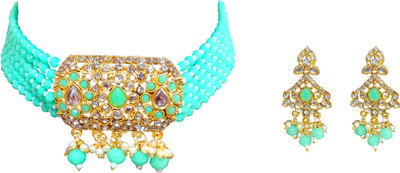 Sheetal Stone, Crystal Gold-plated Turquoise, Gold Jewellery Set(Pack of 1)