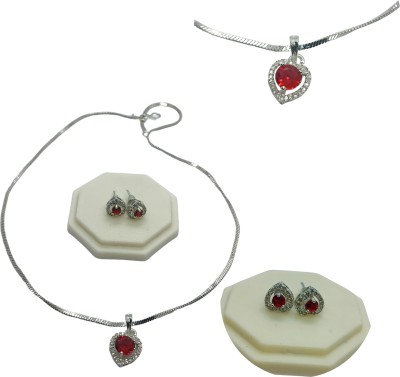 Luxe jewel Alloy Rhodium Red Jewellery Set(Pack of 1)