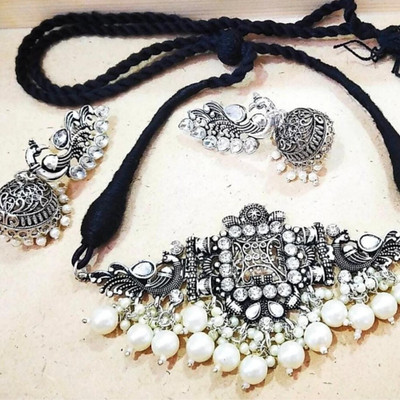 Ruhi Alloy Silver Jewellery Set(Pack of 1)