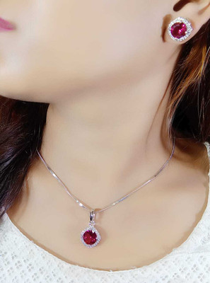 DENICRAAS Alloy Silver Red Jewellery Set(Pack of 1)