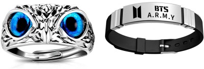 NEXT CREATION Rubber, Stainless Steel Silver, Black, Blue Jewellery Set(Pack of 2)