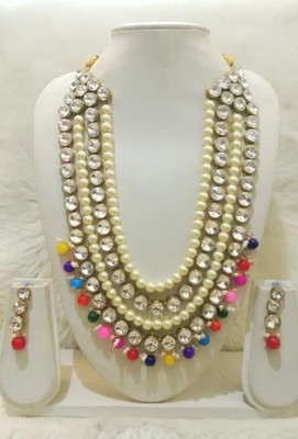 PRANSH VENTURE Alloy Gold-plated White, Multicolor Jewellery Set(Pack of 1)