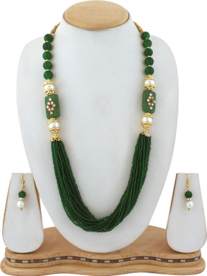 Henuka Copper Gold-plated Green Jewellery Set(Pack of 1)