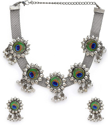 SRK Fashions Oxidised Silver Multicolor Jewellery Set(Pack of 1)