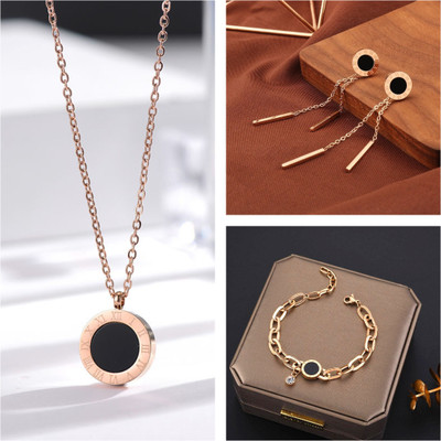 MYKI Stainless Steel Copper Rose Gold Jewellery Set(Pack of 3)