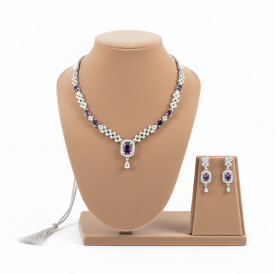 Amoha Lifestyle Brass, Alloy Silver Purple, White Jewellery Set(Pack of 3)