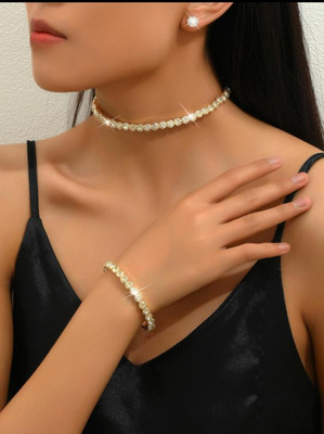 Rhosyn Alloy Gold-plated Gold Jewellery Set(Pack of 3)
