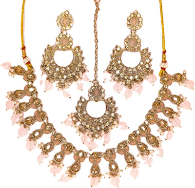 Zarmar fashion Stone, Crystal Gold-plated Pink Jewellery Set(Pack of 1)