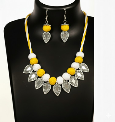 A S enterprize Oxidised Silver Beige Jewellery Set(Pack of 1)