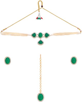 YELLOW CHIMES Brass Green Jewellery Set(Pack of 4)