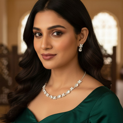 Gajanand Stone Silver Jewellery Set(Pack of 1)