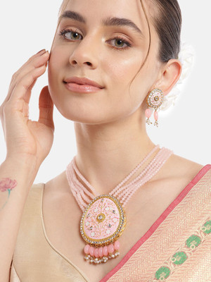 ANOUK Brass Gold-plated Pink Jewellery Set(Pack of 1)