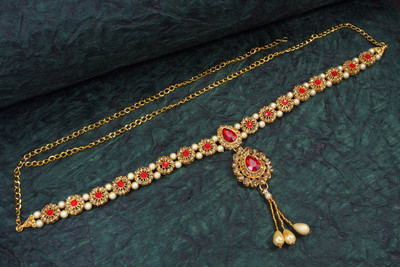 Dhirajart Alloy Gold-plated Red Jewellery Set(Pack of 1)