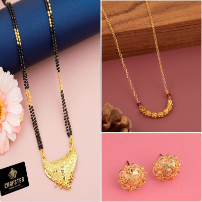 CRAFTSTER Brass, Alloy Gold-plated Gold, Multicolor Jewellery Set(Pack of 3)